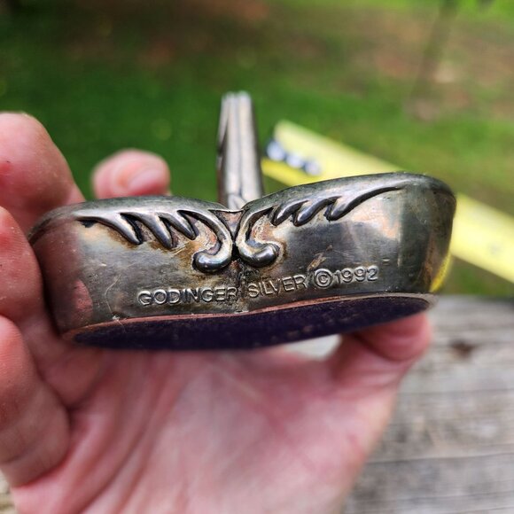 Vintage Godinger 1992 Heart-Shaped Silver-Plated Ring, Jewelry Holder With Flora - Picture 6 of 8